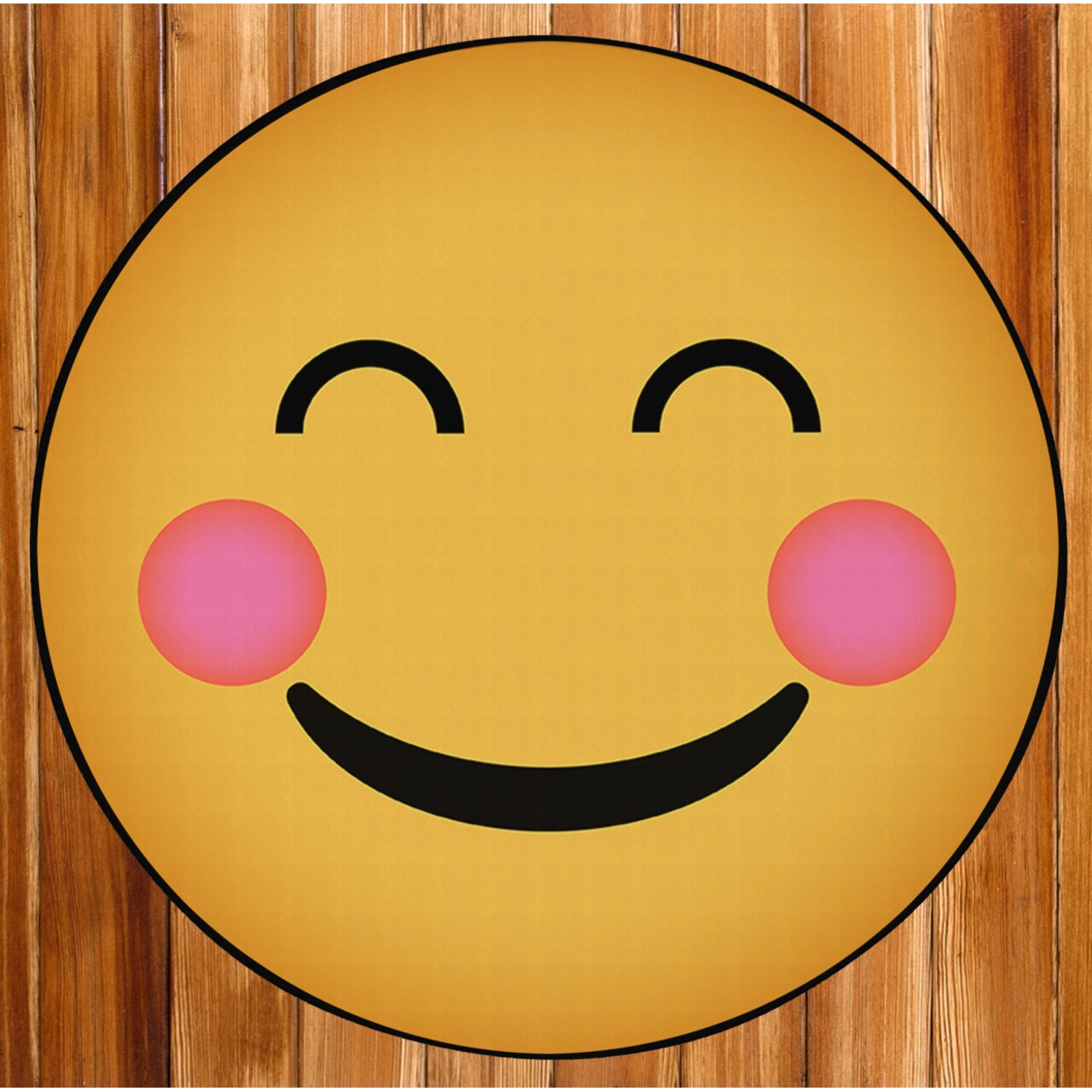 DEERLUX Emoji Style Round Funny Smiley Face Kids Area Rug, Happy Emoji Rug